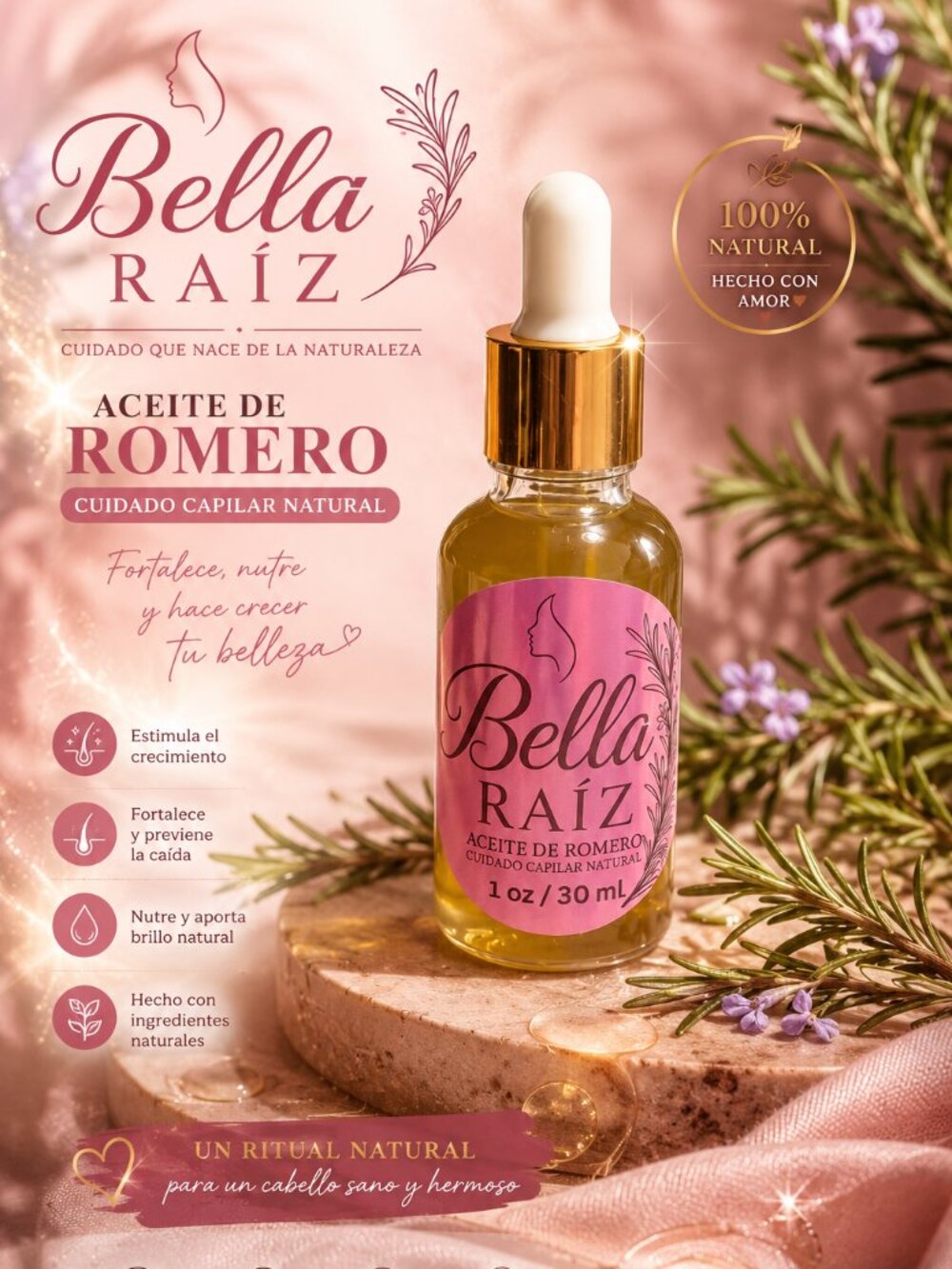 Aceite de Romero Natural Para el Cabello.